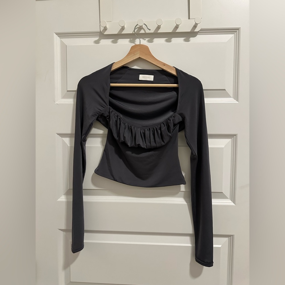 Meshki Billie Slinky Ruched Long Sleeve Top